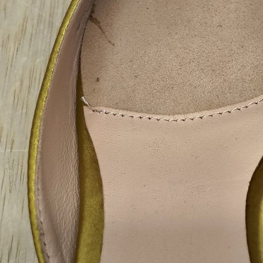 Kate Spade Darlene Yellow Satin Bow Jewel Pointed Toe Kitten Heel Mules Size 8 - Picture 7 of 12